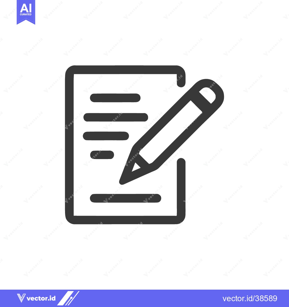 Premium Vector of Edit Document Icon: Pencil Writing on Paper, Minimalist Design
