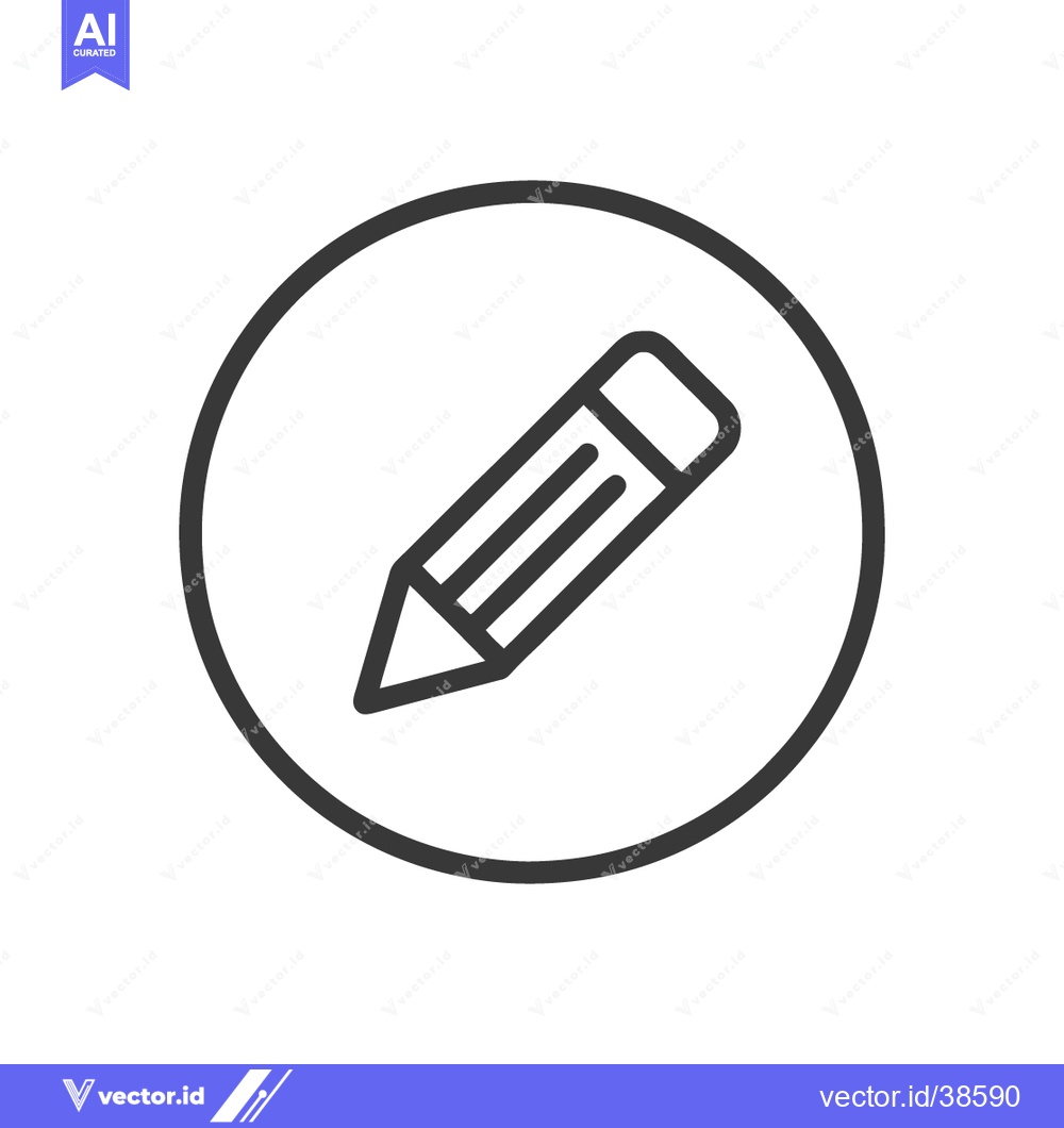 Premium Vector dari Pencil Icon in Circle, Minimalist Design, Black Outline on White Backg
