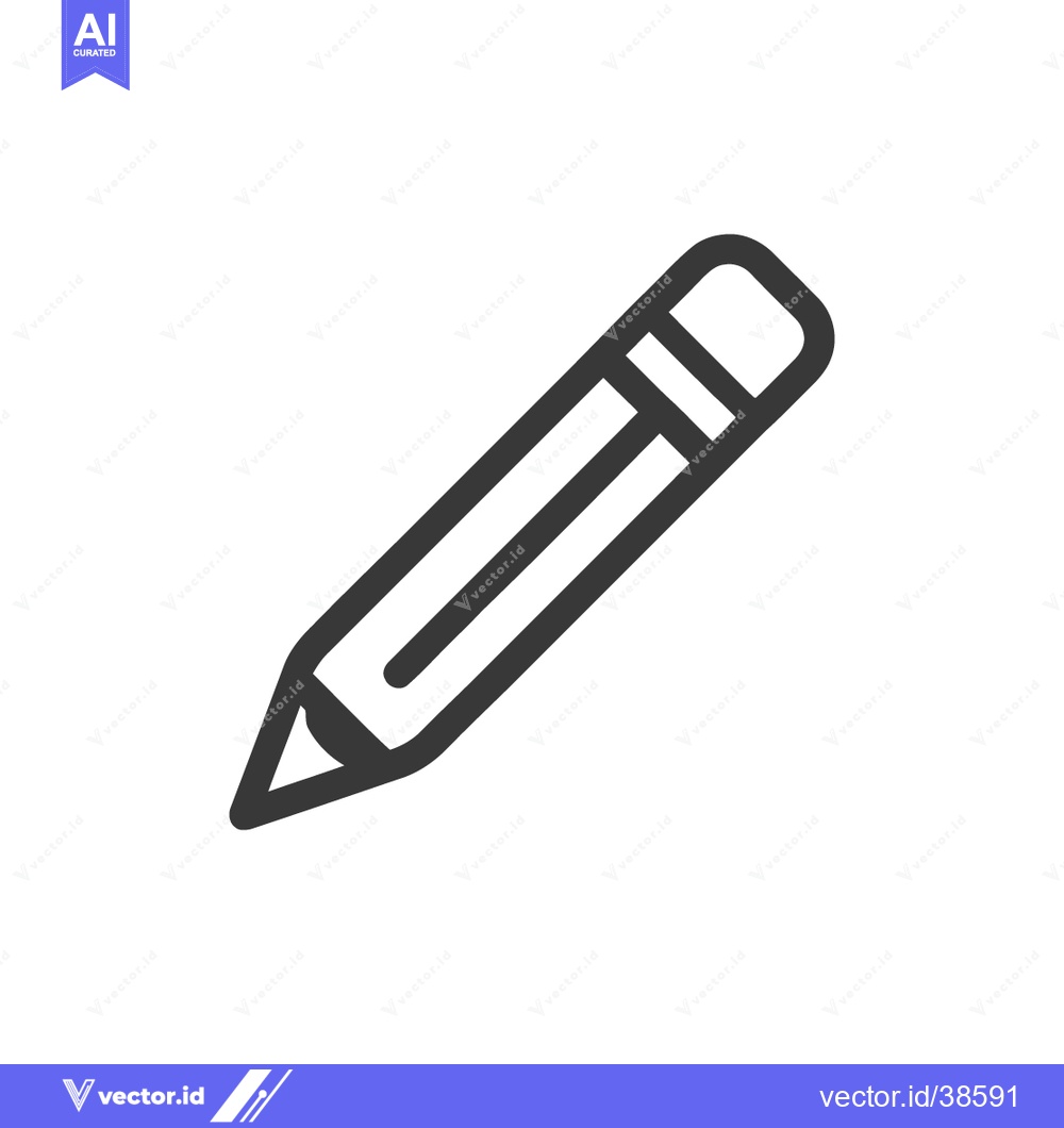 Premium Vector of Minimalist Pencil Icon: Dark Outline on White Background, Writing Tool