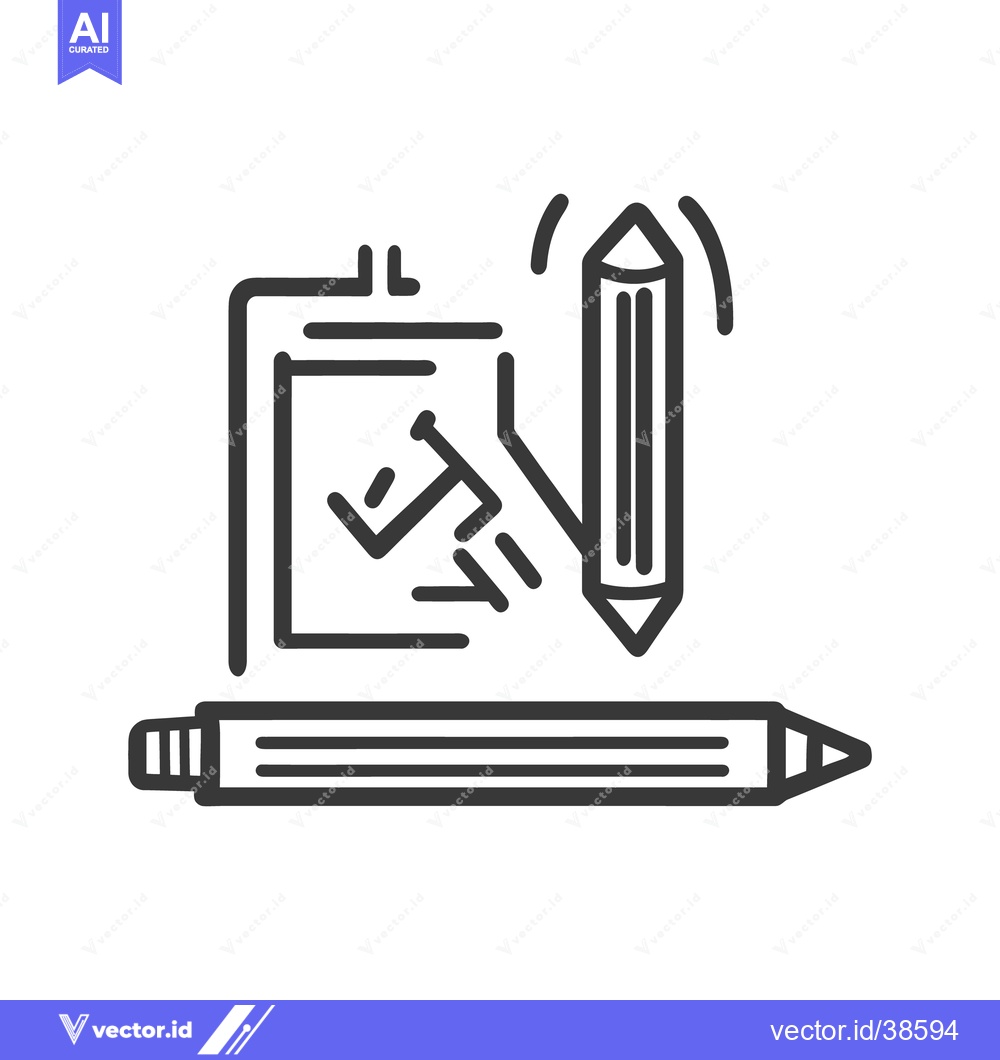 Premium Vector of A line drawing depicting writing with a pencil and paper