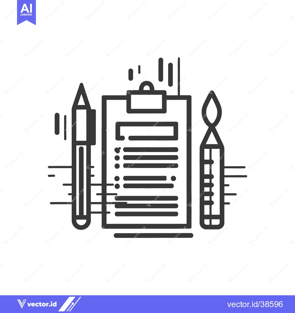 Premium Vector of A black and white illustration of stationery supplies and checklist