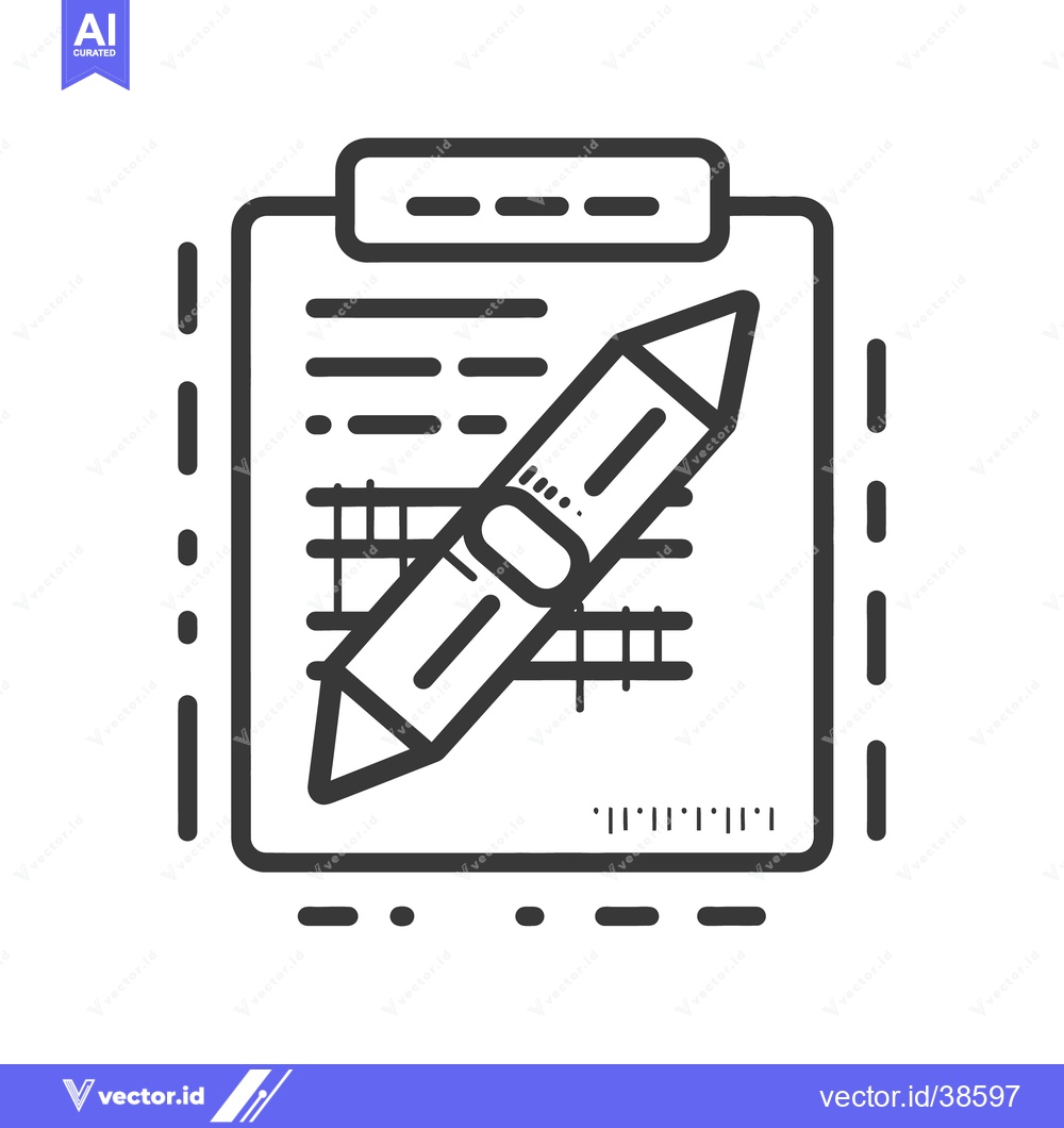 Premium Vector of An illustration depicting a pencil placed upon a clipboard document