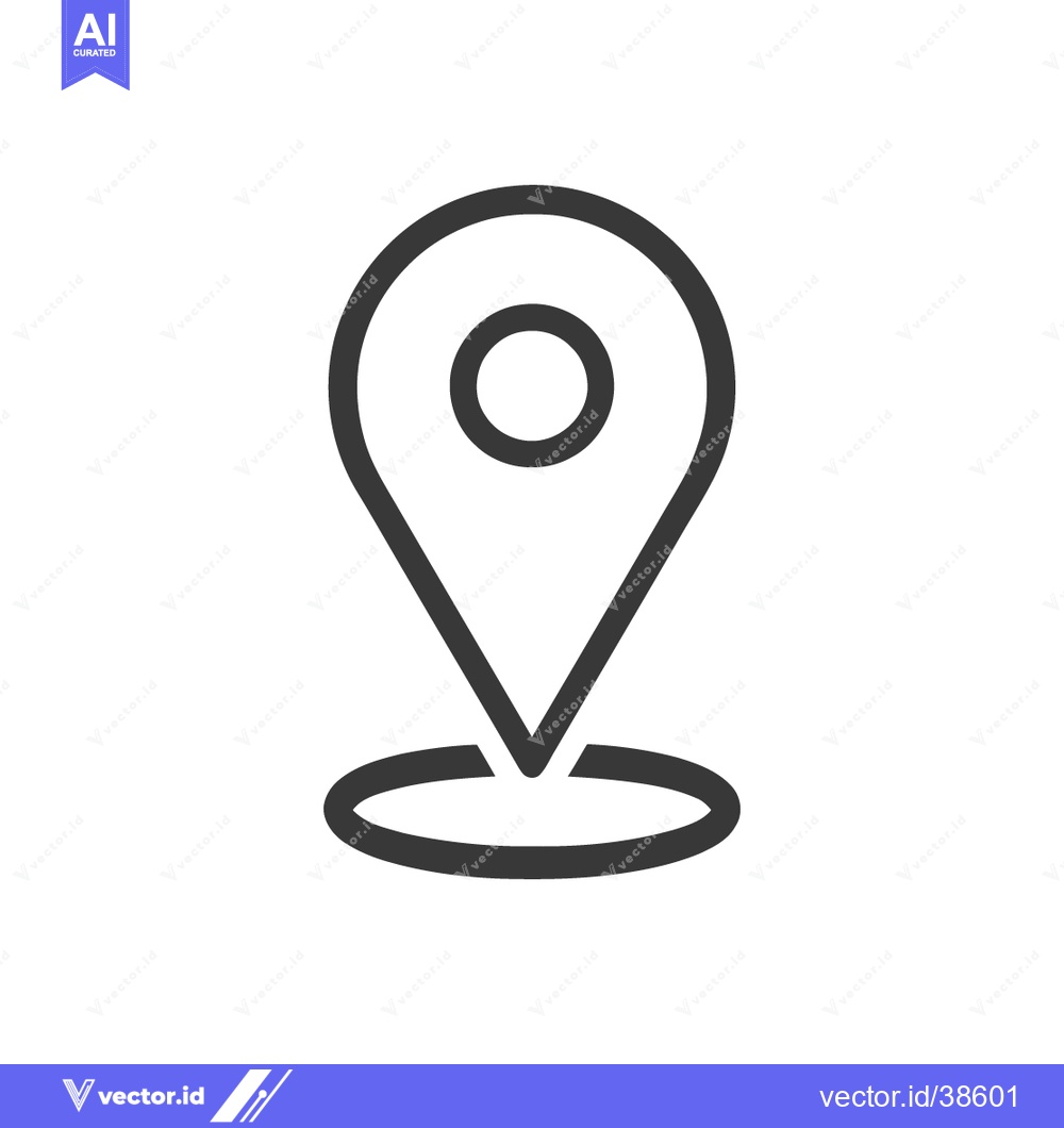 Premium Vector dari Minimalist Black Location Pin Icon with Shadow on White Background