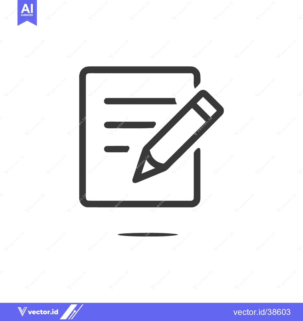 Premium Vector dari Minimalist Icon: Document with Pencil, Writing, Editing, and Shadow