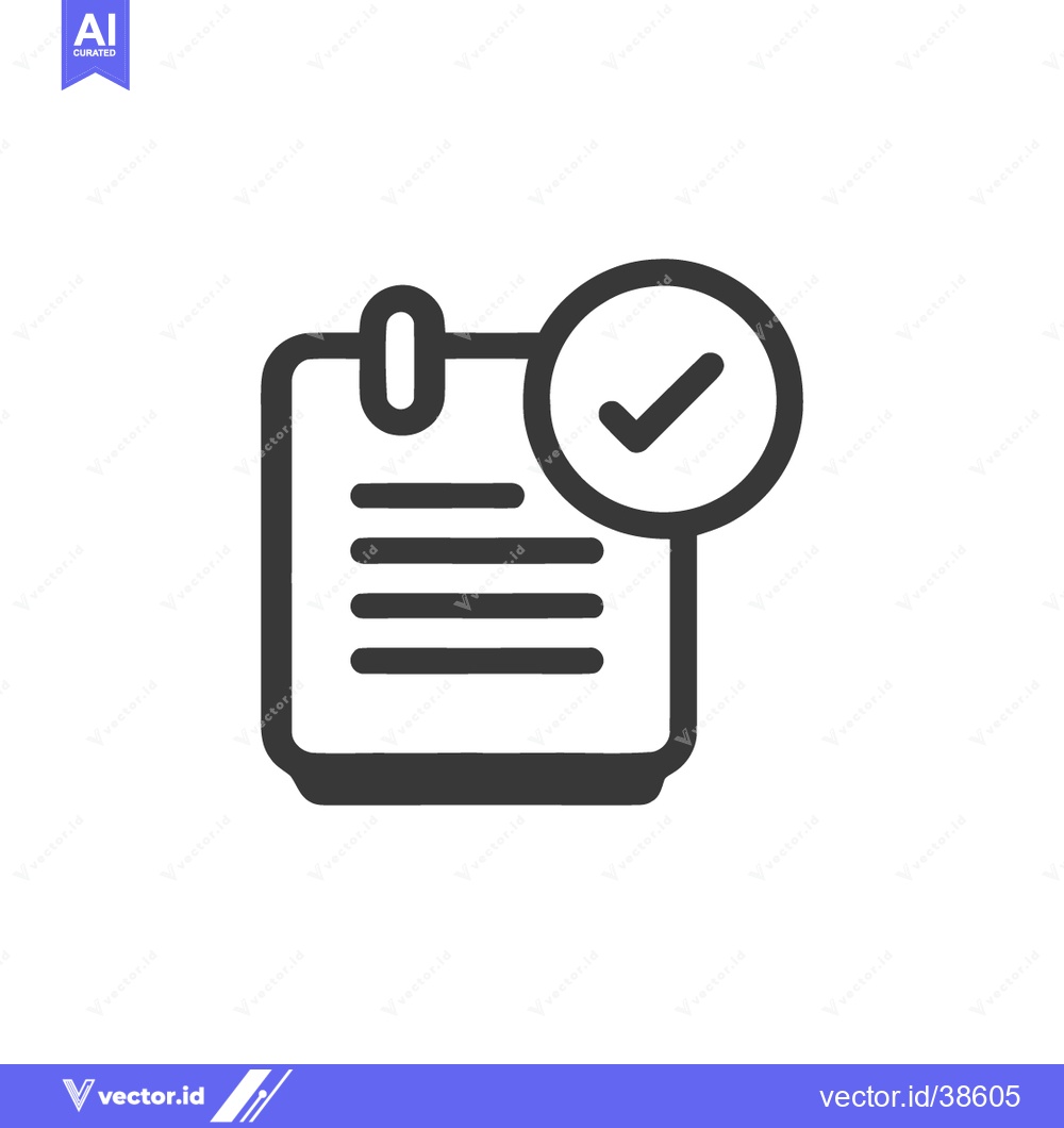 Premium Vector dari Completed Document Icon: Paper with Checkmark, Clip, and Lines