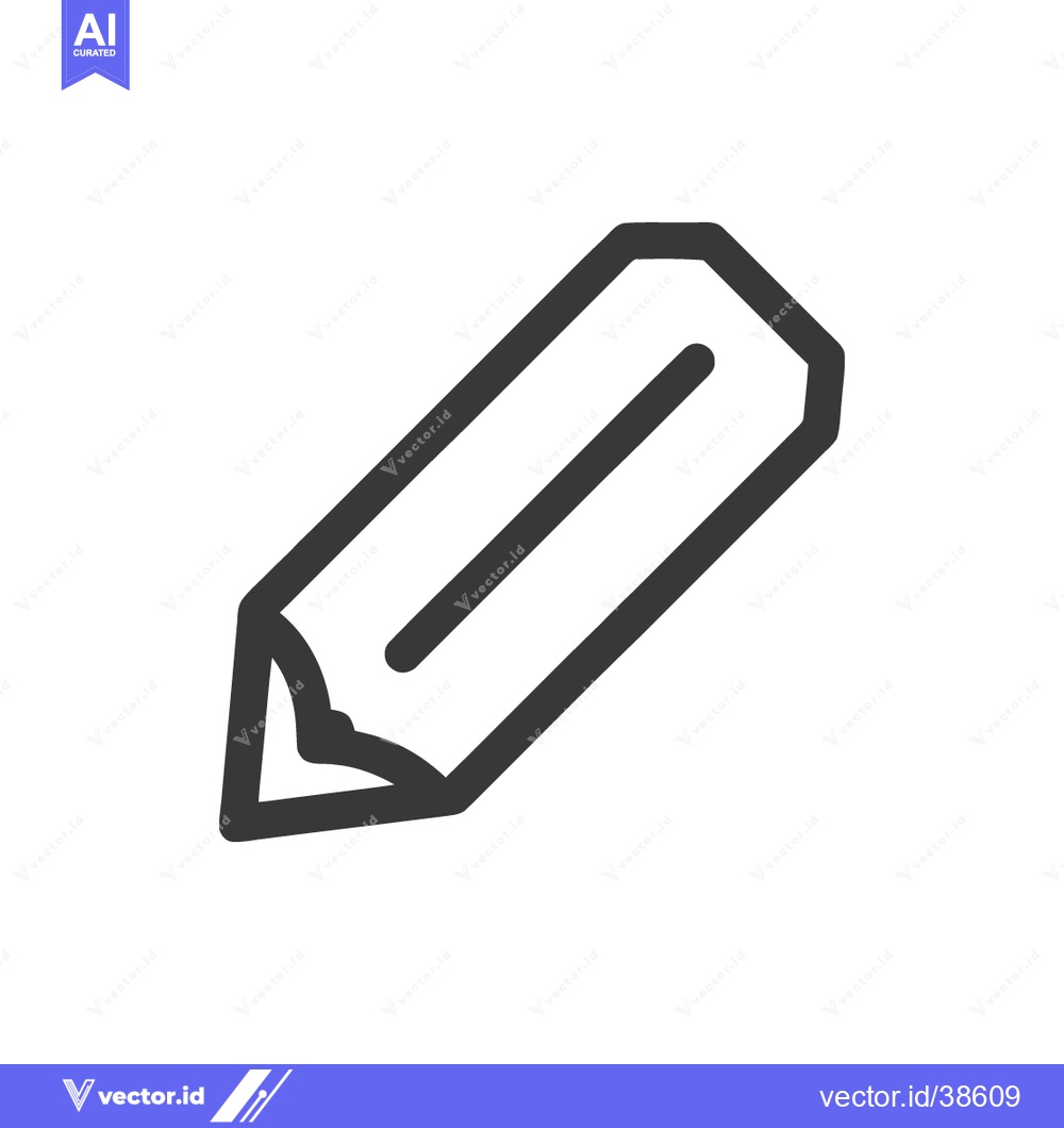 Premium Vector dari Minimalist Pencil Icon: Bold Outline on White Background, Design Eleme