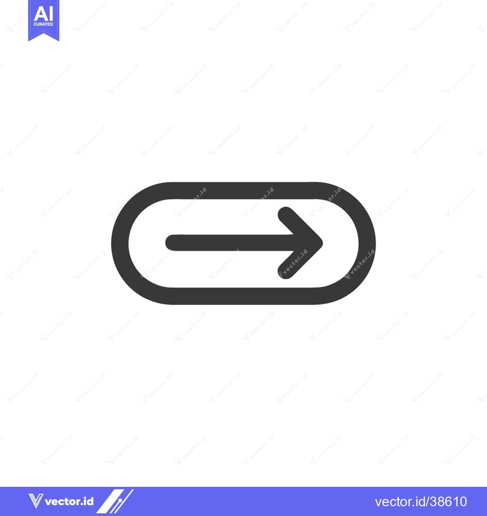 Premium Vector dari Sleek Right Arrow in Rounded Rectangle, Minimalist Design on White