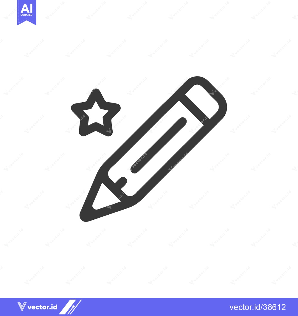 Premium Vector dari Minimalist Pencil and Star Icon: Creative Design, Education Symbol, Bl