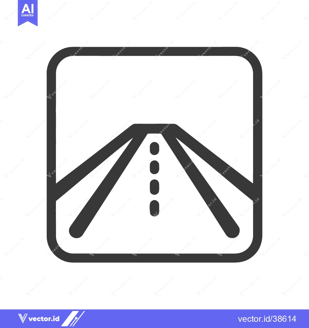 Premium Vector dari Minimalist Road Icon: Perspective View of Highway in Rounded Square Fr