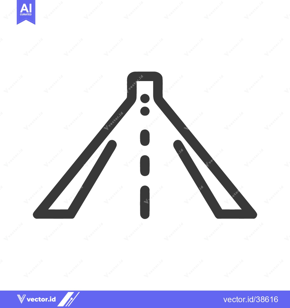 Premium Vector of Minimalist Road Icon: Perspective View with Dashed Center Line