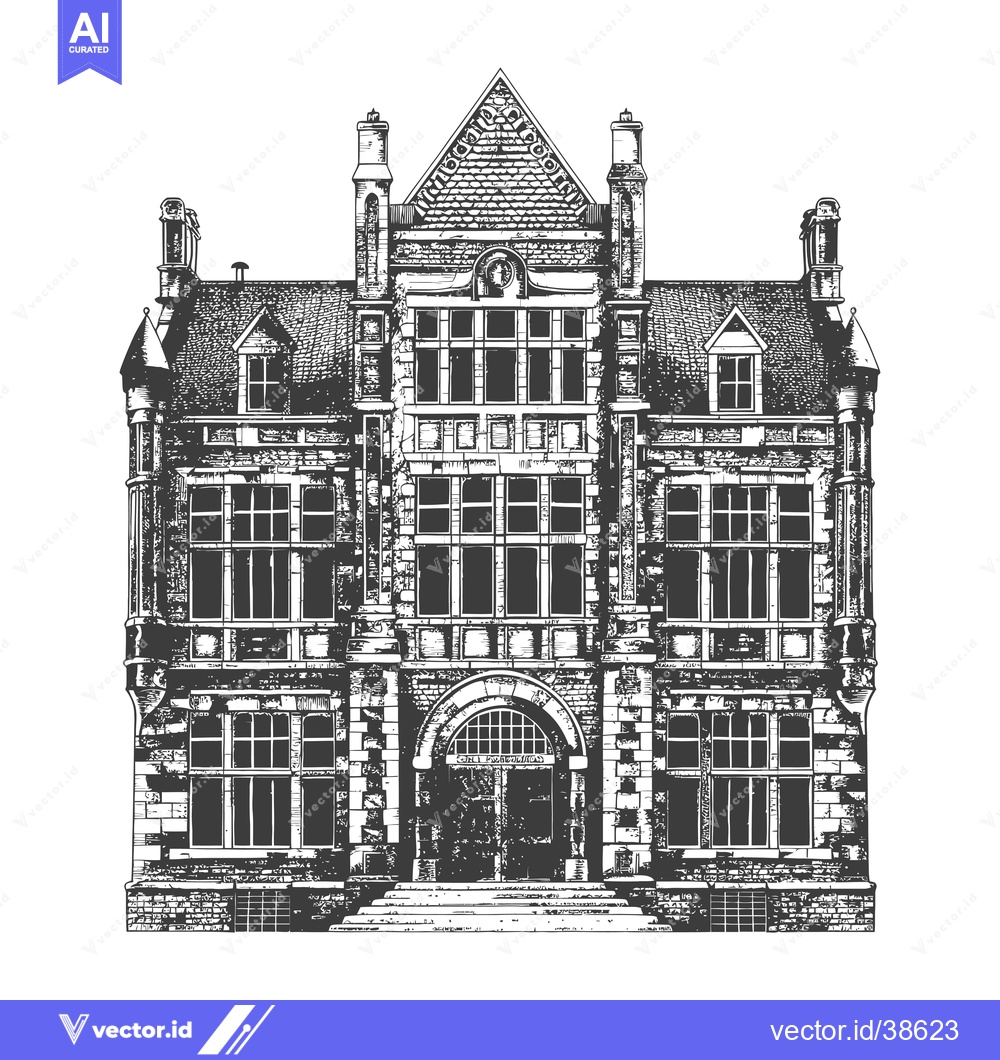 Premium Vector dari Elegant Stone Building Architectural Drawing