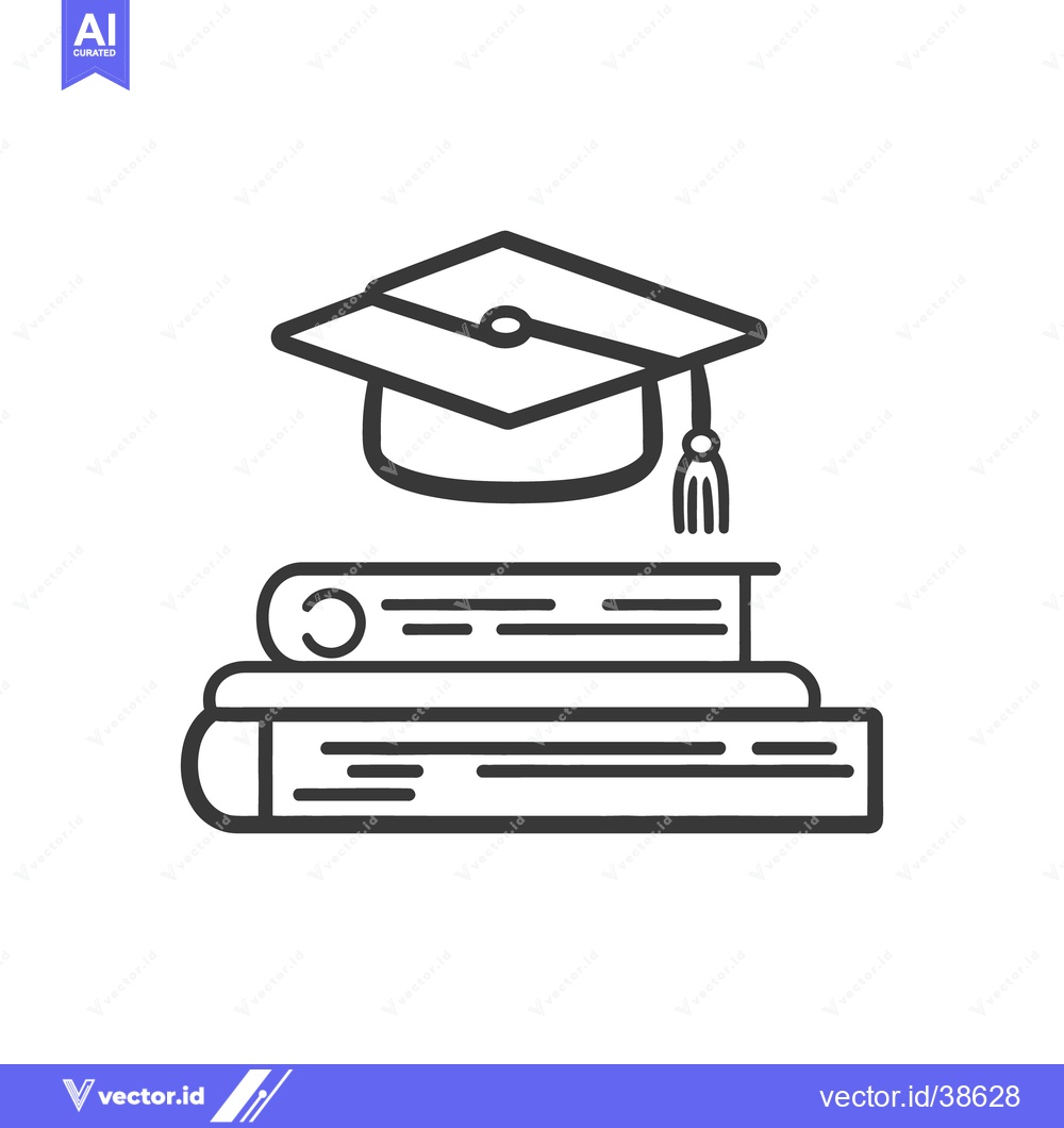 Premium Vector of A graduation cap rests on a stack of books indicating education