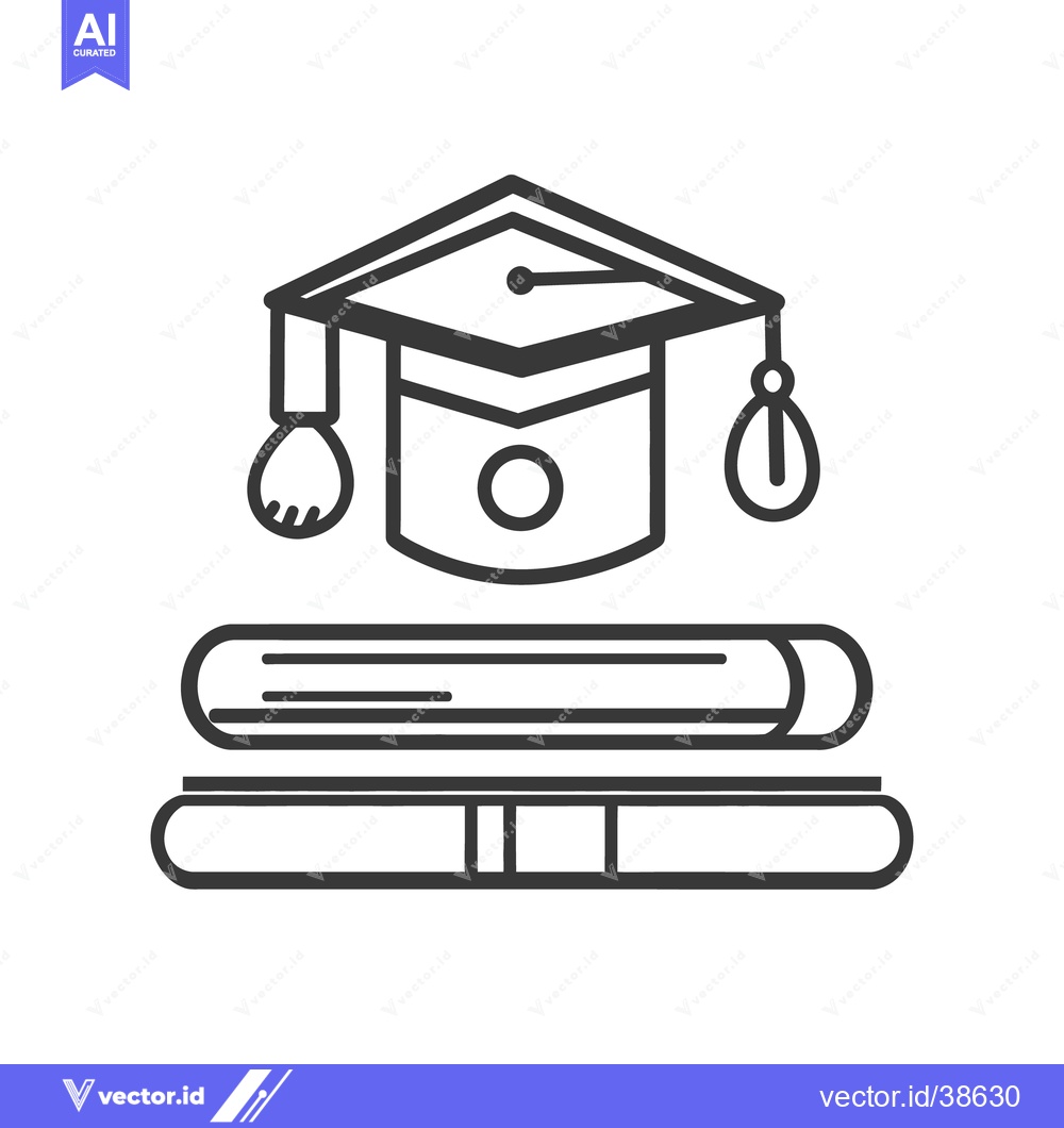 Premium Vector of Graduation cap over books symbolizing education and academic achieveme