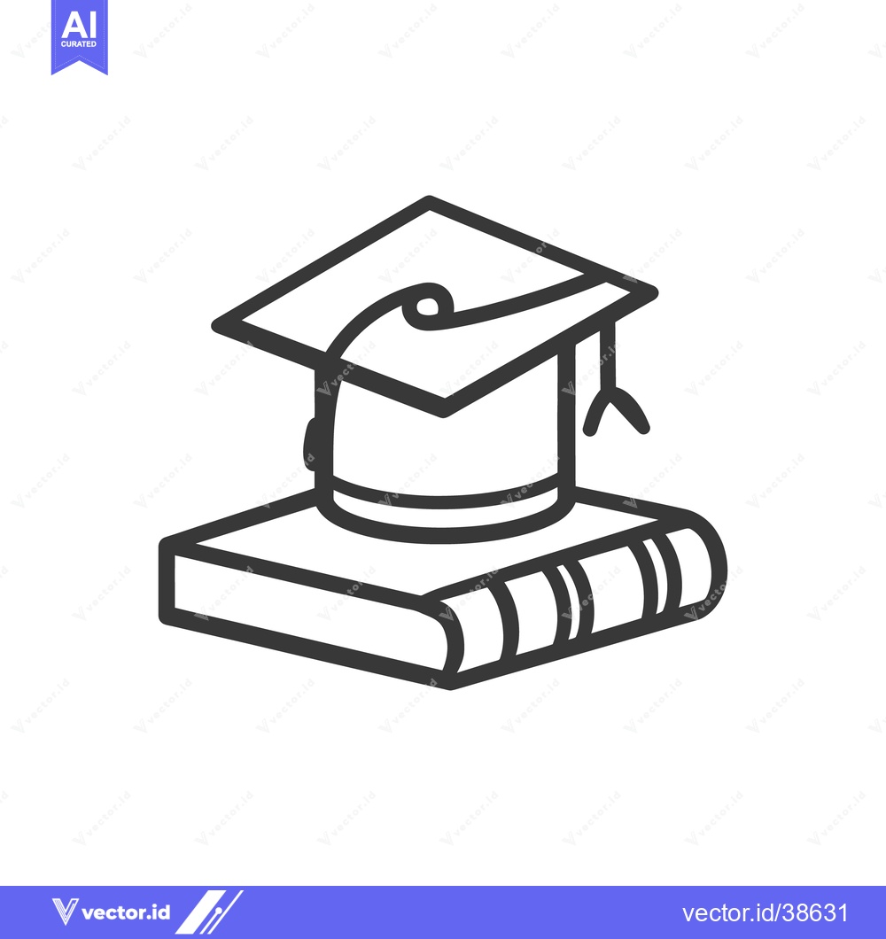 Premium Vector dari A simple illustration depicting a graduation cap on top of a book