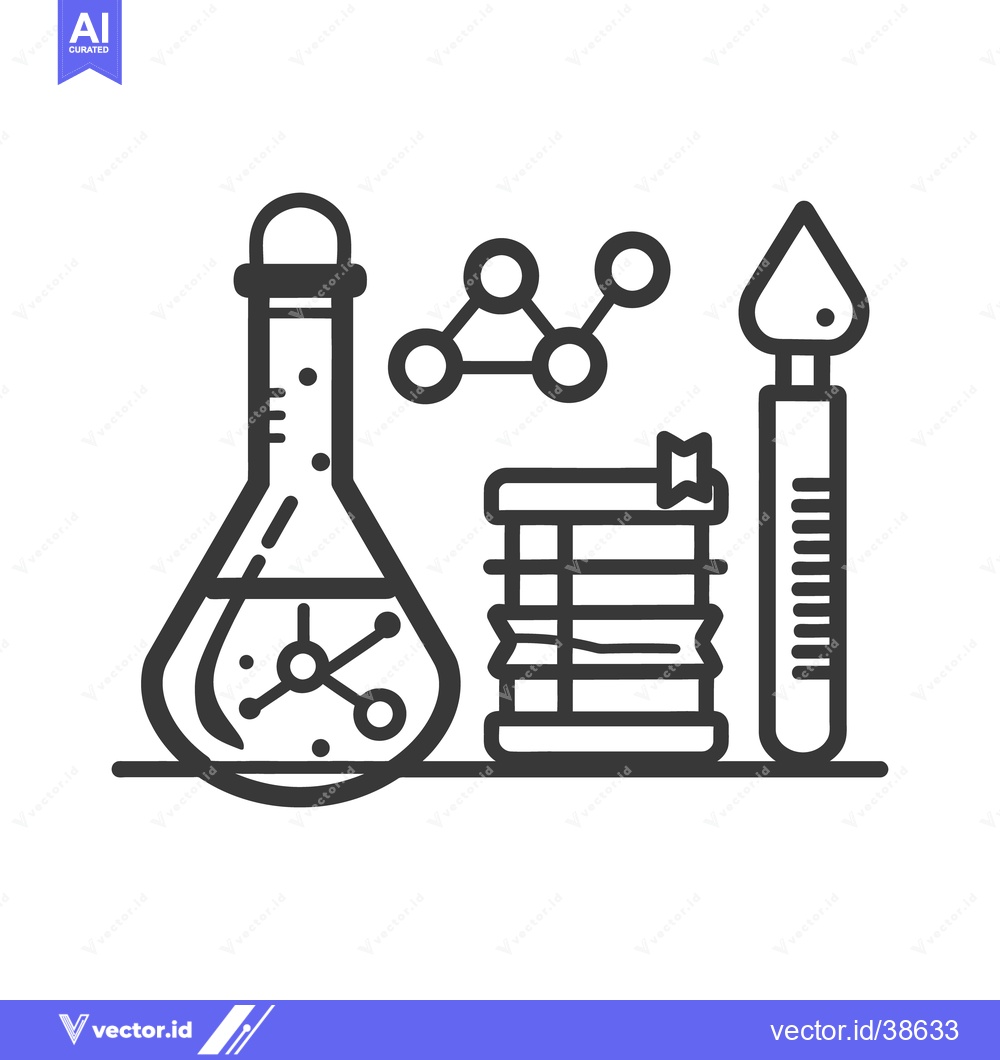 Premium Vector dari Science laboratory equipment illustrated in black and white on a shelf