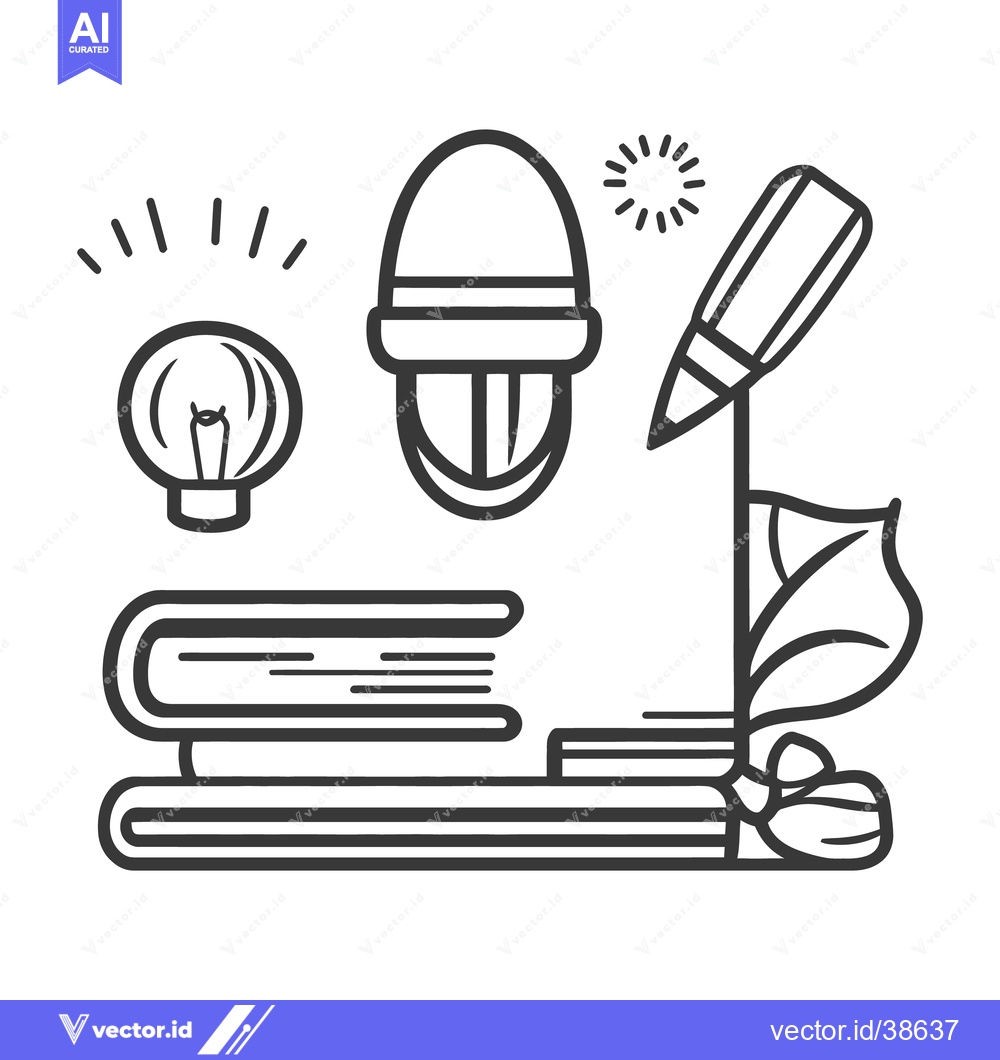 Premium Vector dari Black and white illustration depicting writing and reading related obj