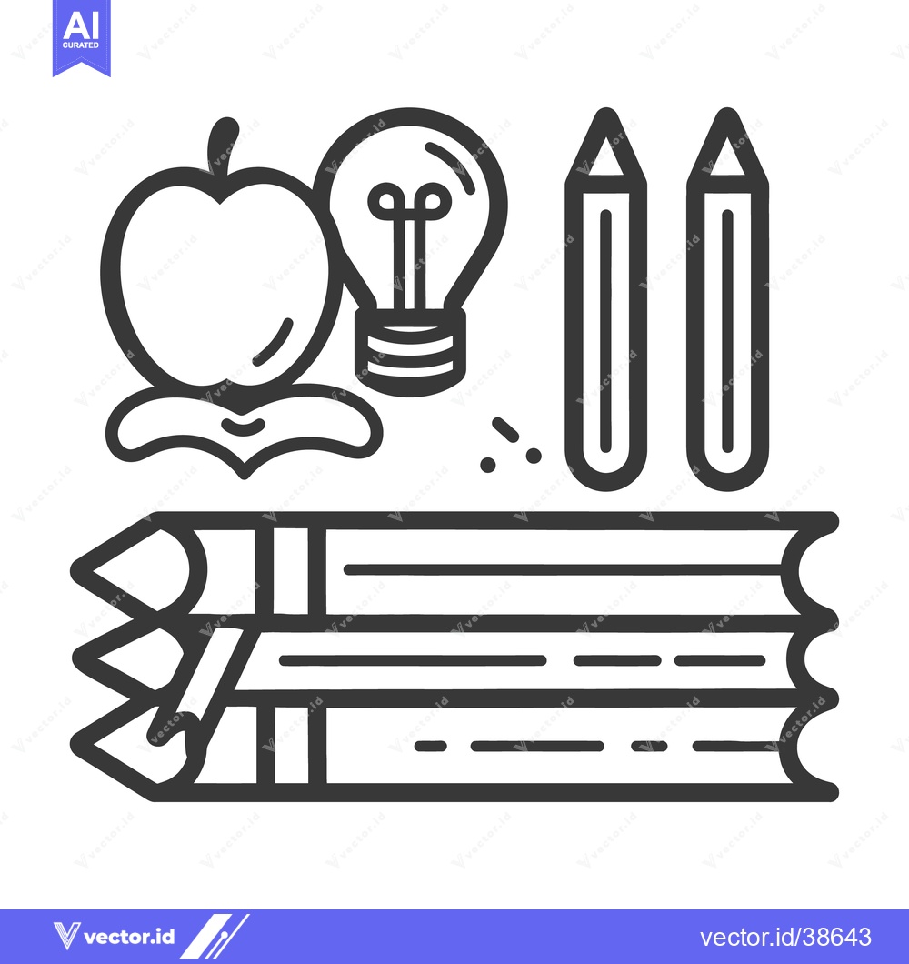 Premium Vector of An illustration of education materials including an apple and books