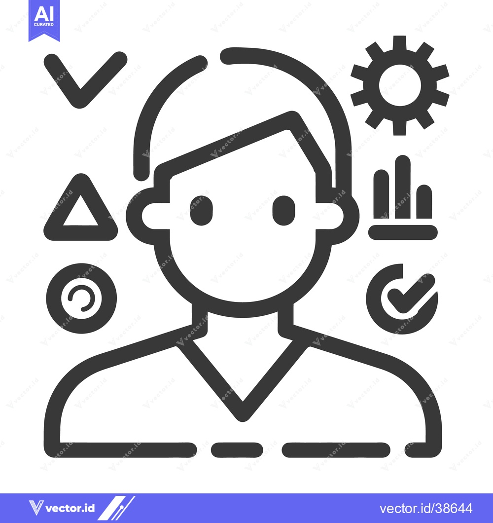 Premium Vector dari A simplified human figure with various graphic icons around it