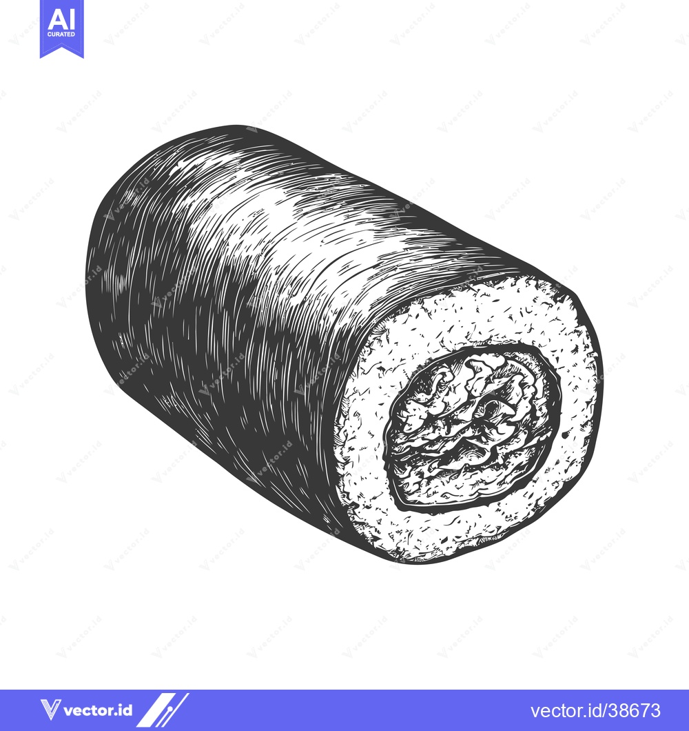 Premium Vector dari Hand Drawn Illustration Of A Sushi Roll