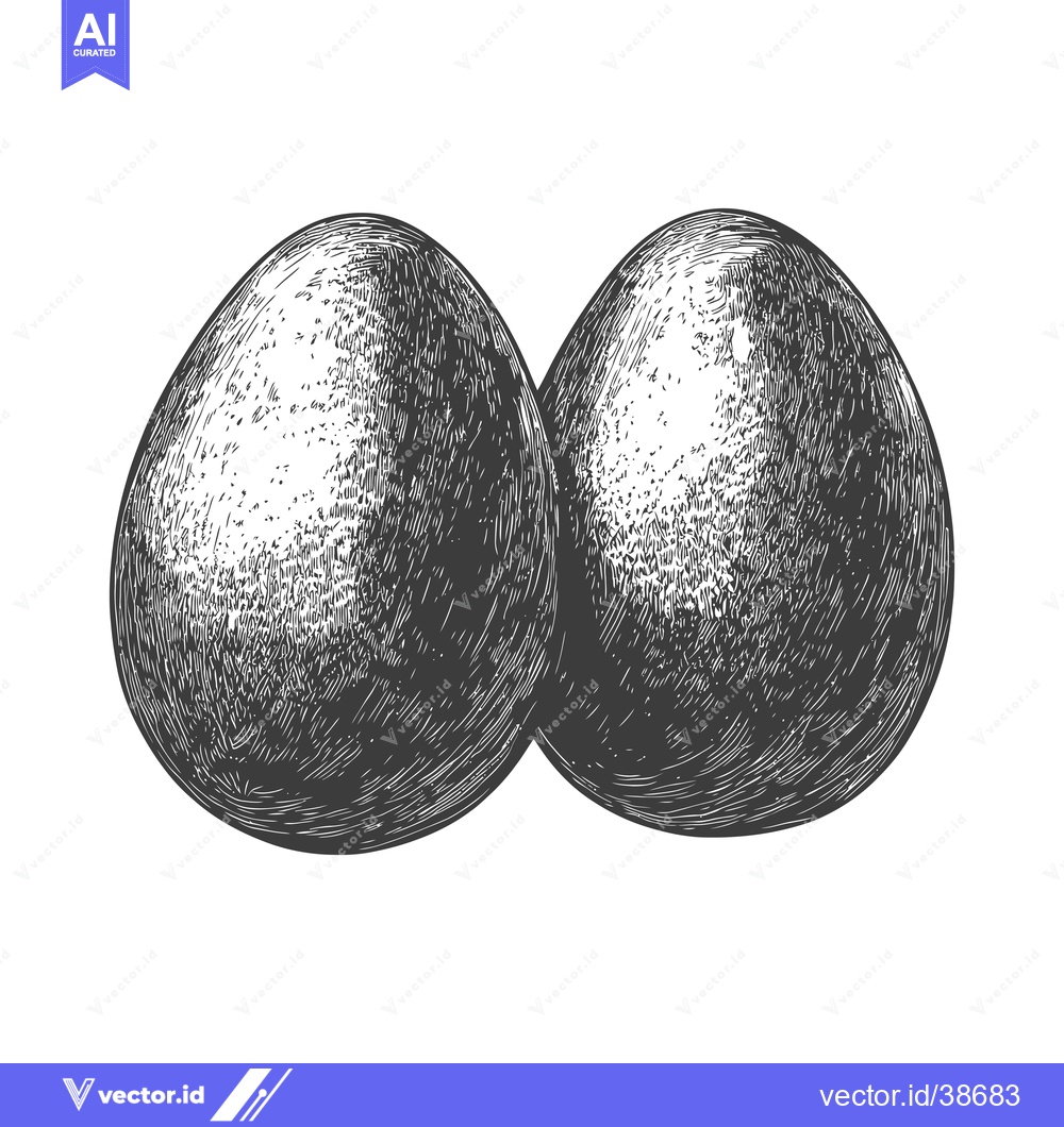 Premium Vector of Two Eggs Drawn In An Engraved Style