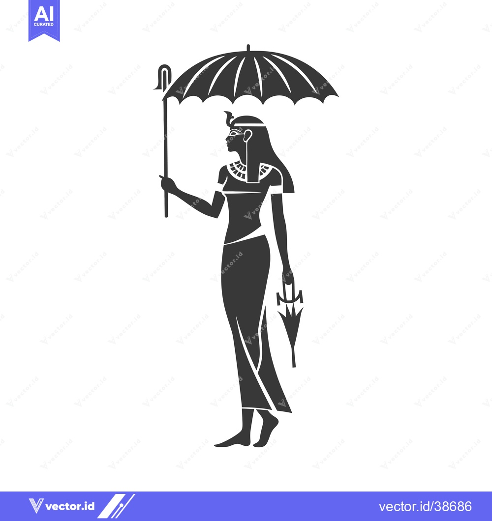 Premium Vector dari Egyptian Goddess with Umbrella and Staff