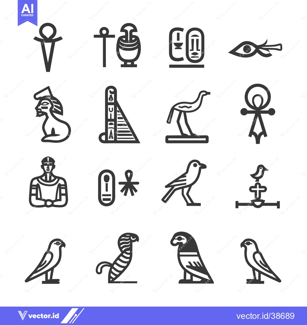 Premium Vector of Egyptian Hieroglyphics Symbols and Creatures