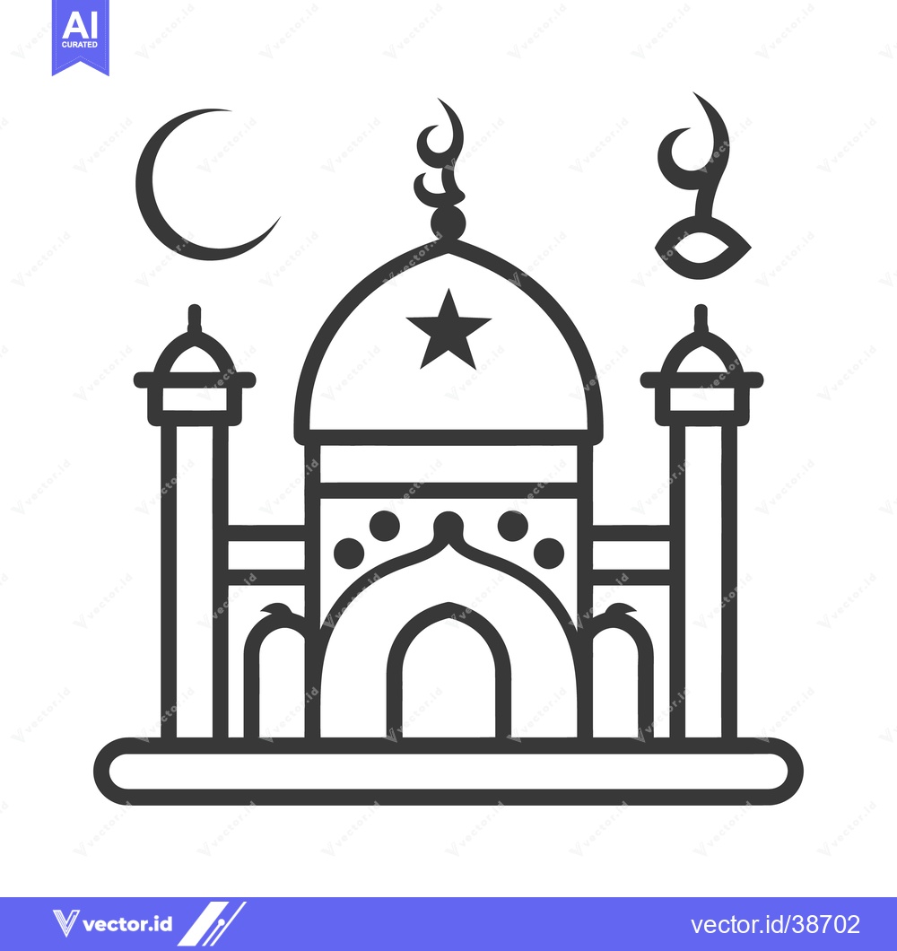 Premium Vector of A stylized black and white illustration of a mosque building