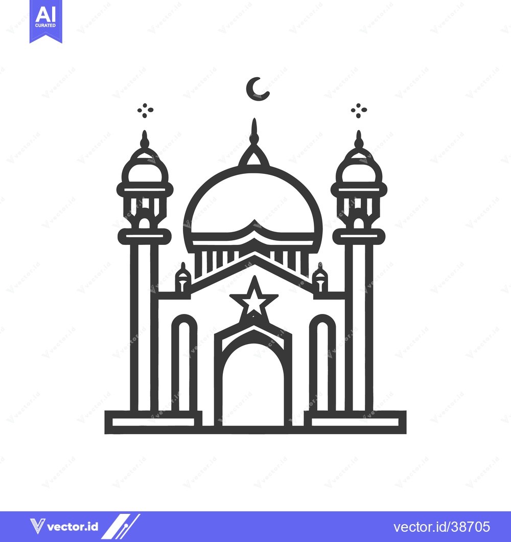 Premium Vector dari Simple black and white illustration of a mosque building