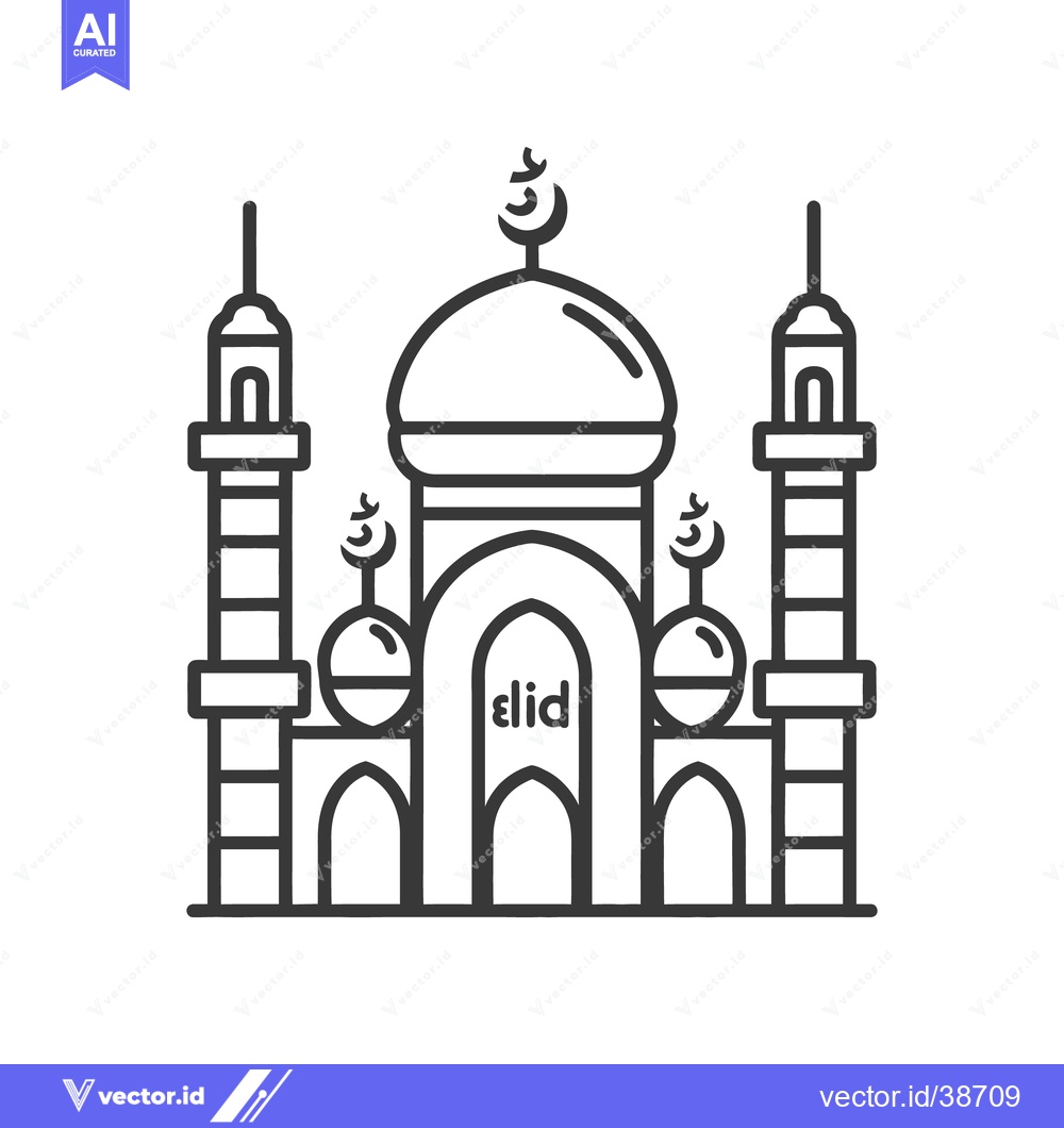 Premium Vector of A minimalistic black and white line drawing of a mosque