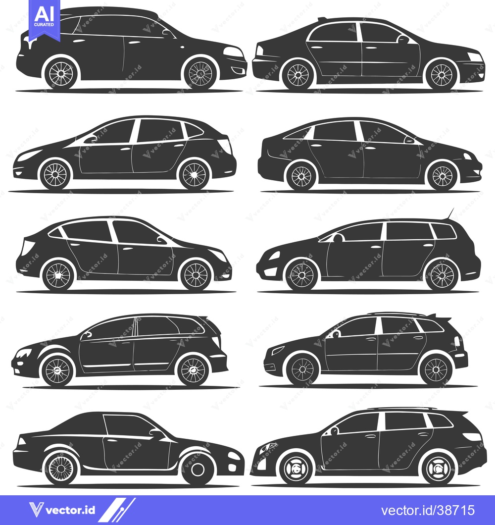 Premium Vector of Eight Black Silhouettes of Different Car Models