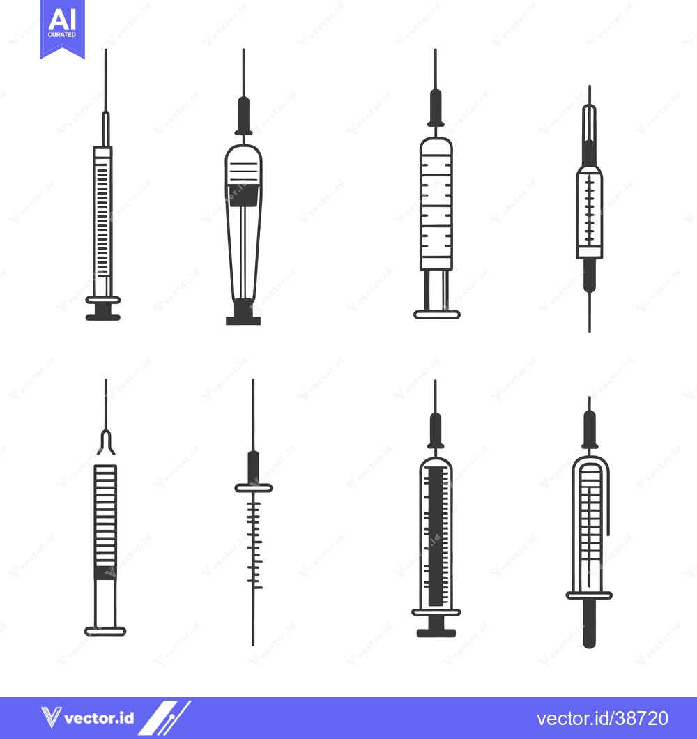 Premium Vector dari Eight Different Styles of Syringes