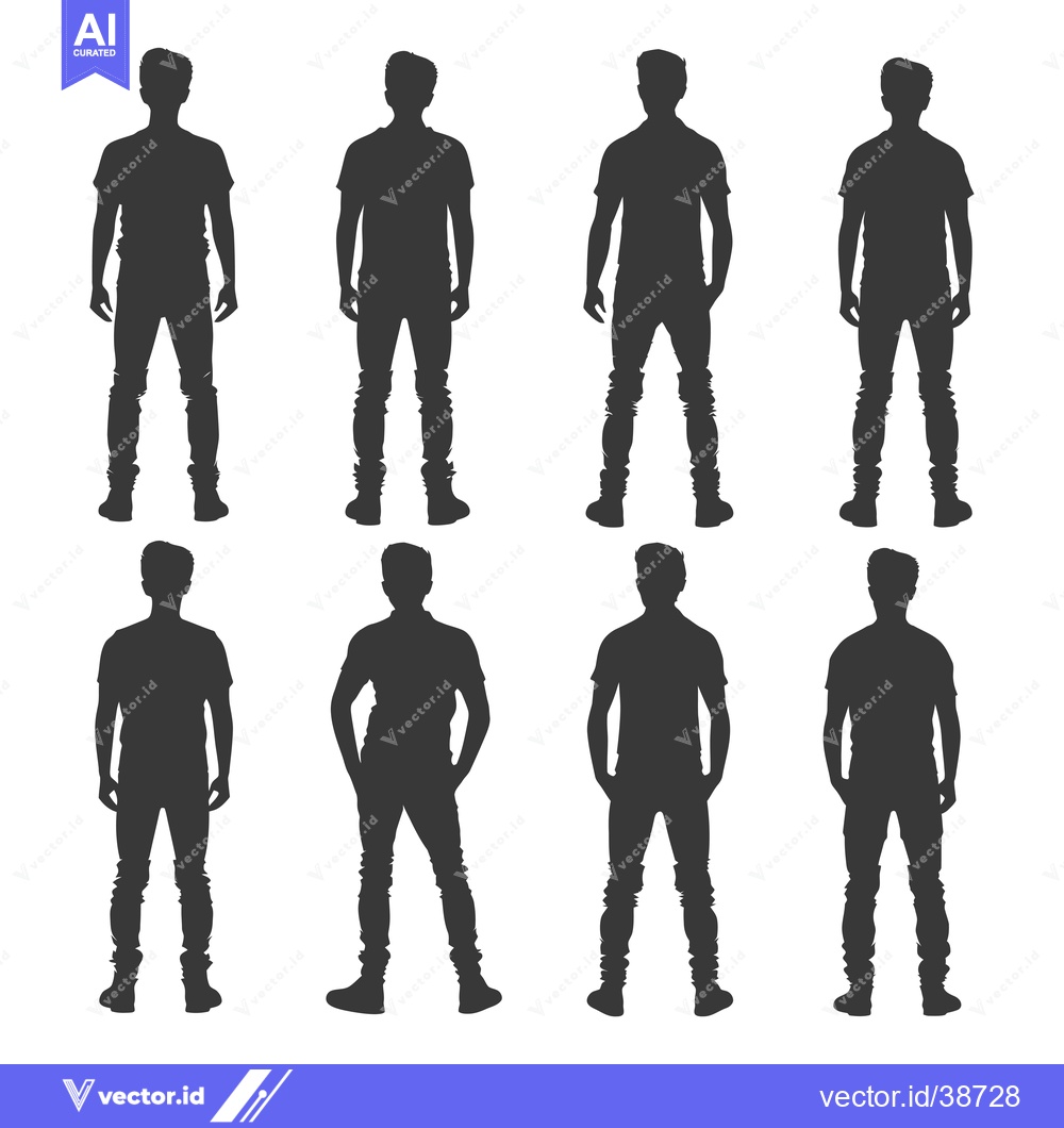 Premium Vector dari Eight Silhouettes of Men in Casual Clothes