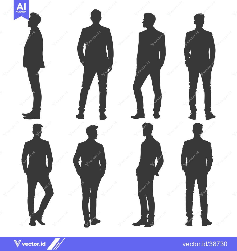 Premium Vector of Eight Silhouettes of Men in Suits and Casual Clothing