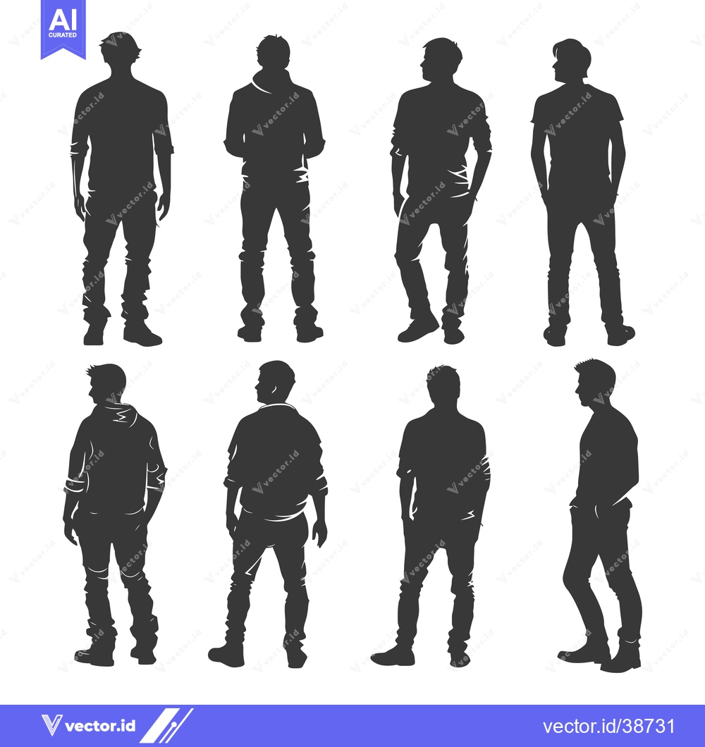 Premium Vector dari Eight Silhouettes of Men in Various Poses