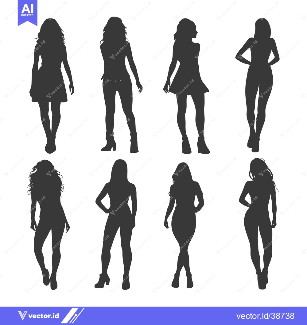Premium Vector dari Eight Silhouettes of Women in Different Poses