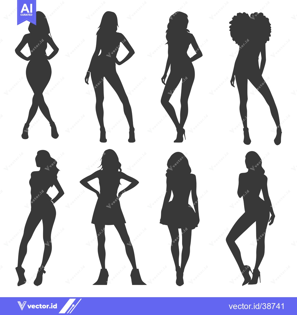 Premium Vector dari Eight Silhouettes of Women in Various Poses