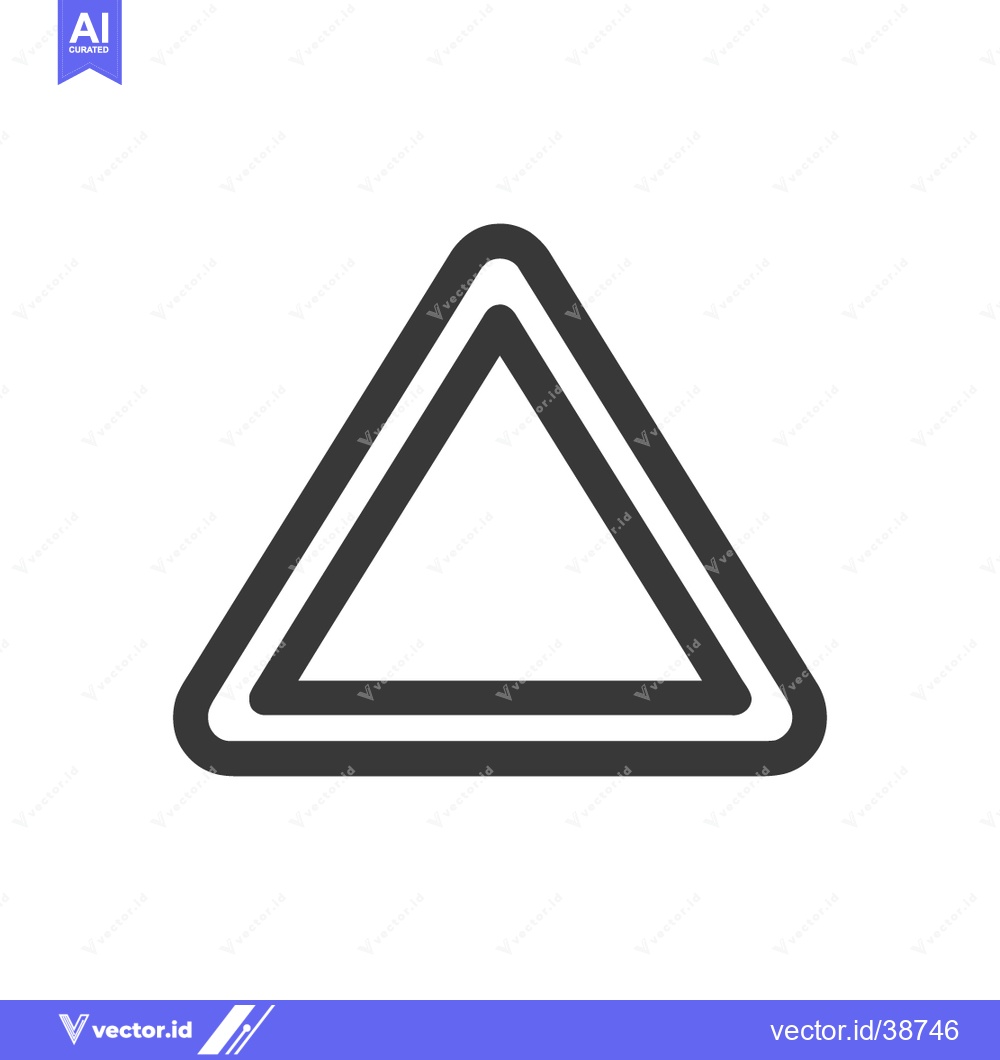 Premium Vector dari Double-lined Triangle Icon: Geometric Simplicity on White Background