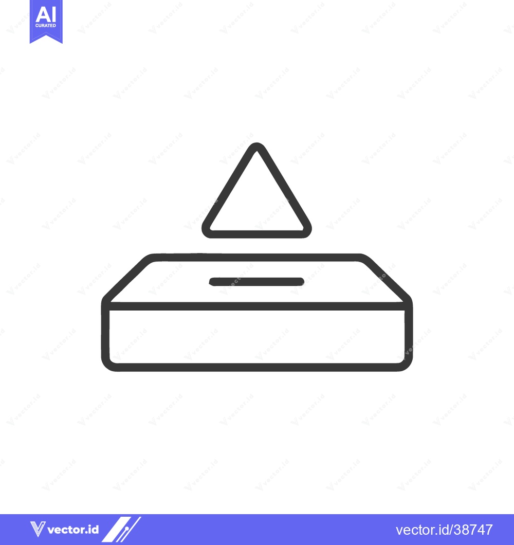 Premium Vector of Minimalist Voting Box Icon with Triangle Symbol on White Background
