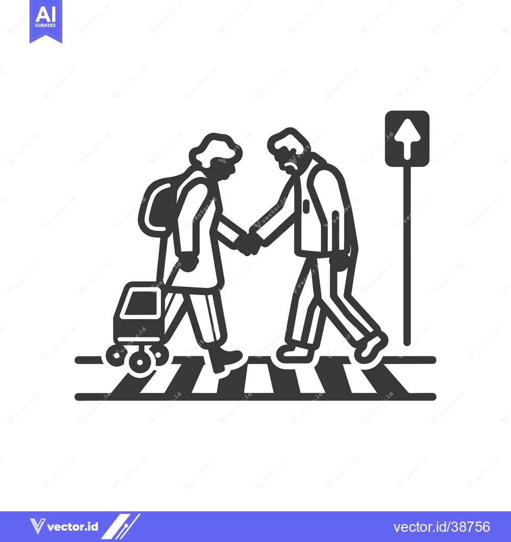 Premium Vector dari Elderly couple holding hands crossing crosswalk