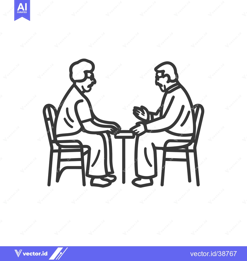 Premium Vector dari Elderly Couple Sitting at a Table Together