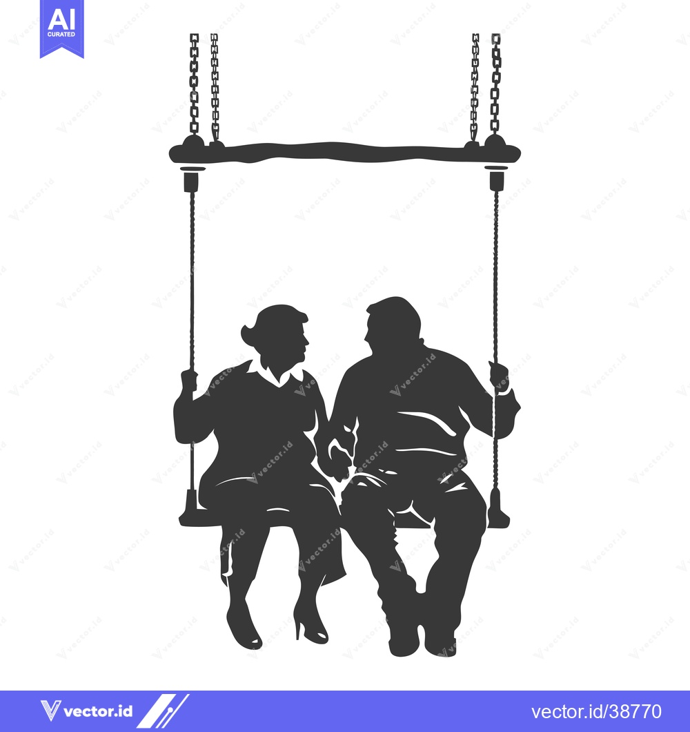 Premium Vector of Elderly Couple Sitting on a Swing Holding Hands