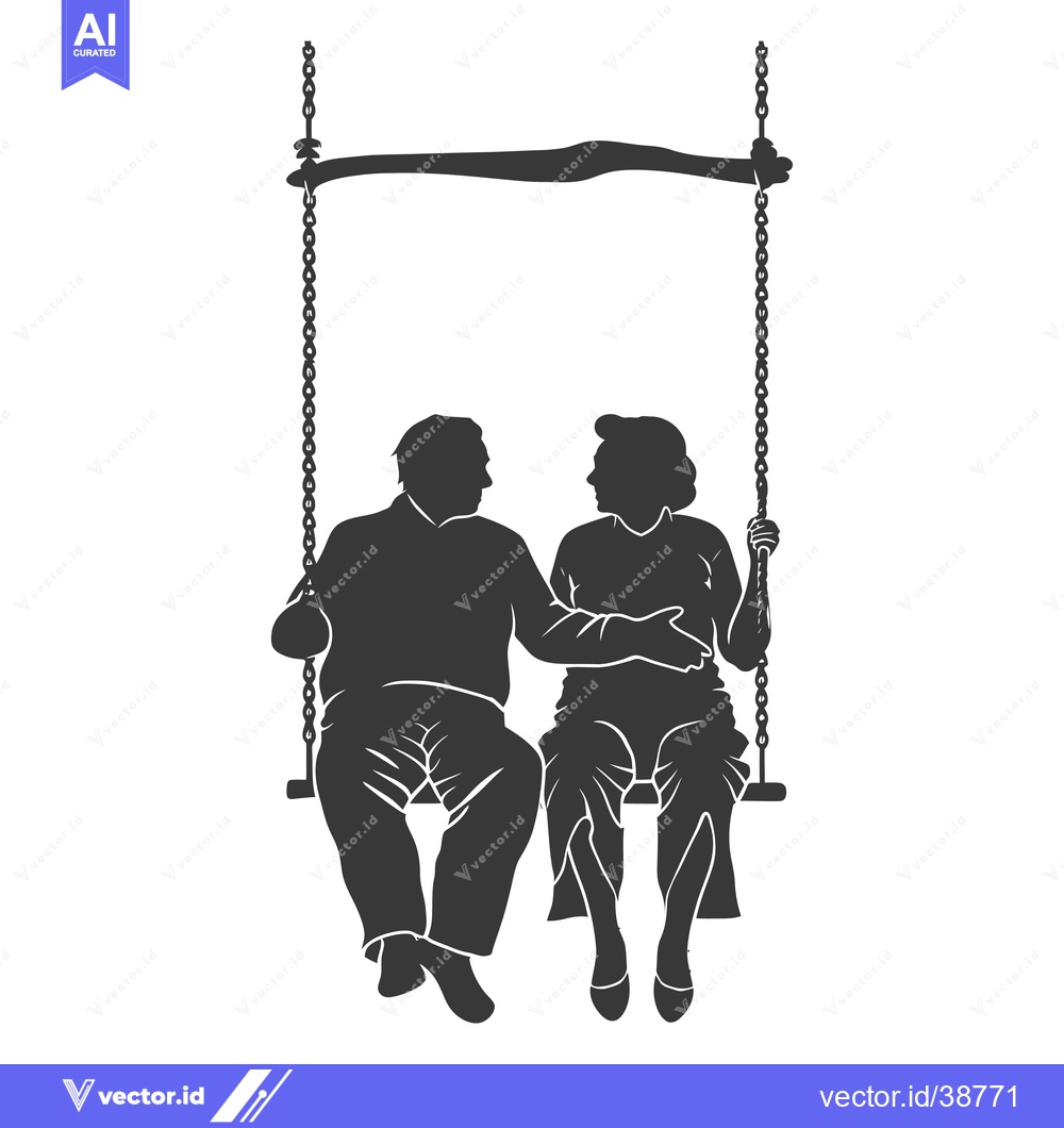 Premium Vector of Elderly Couple Sitting on a Swing Together