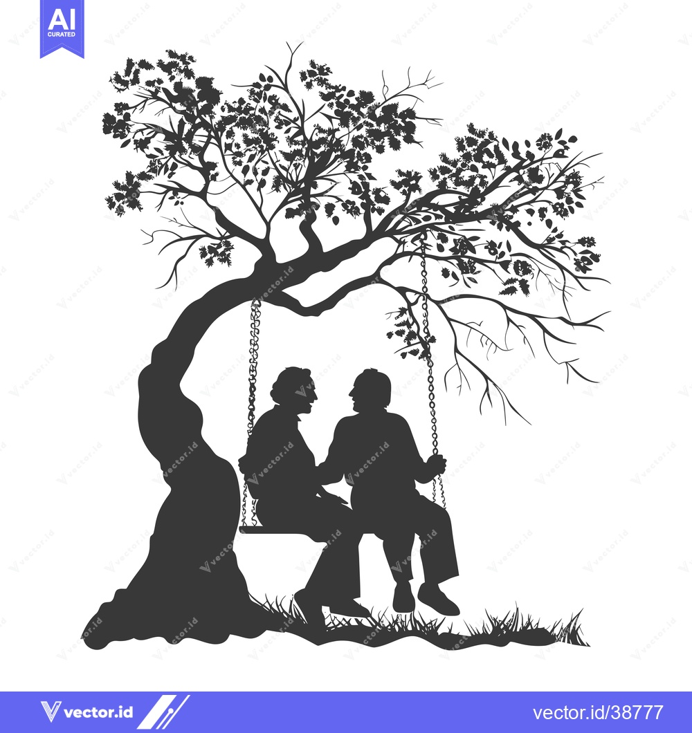 Premium Vector dari Elderly Couple Sitting on a Swing Under a Tree