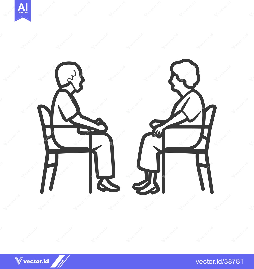 Premium Vector dari Elderly Couple Sitting on Chairs Facing Each Other