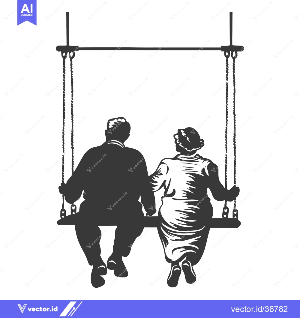 Premium Vector of Elderly Couple Sitting Together on a Swing