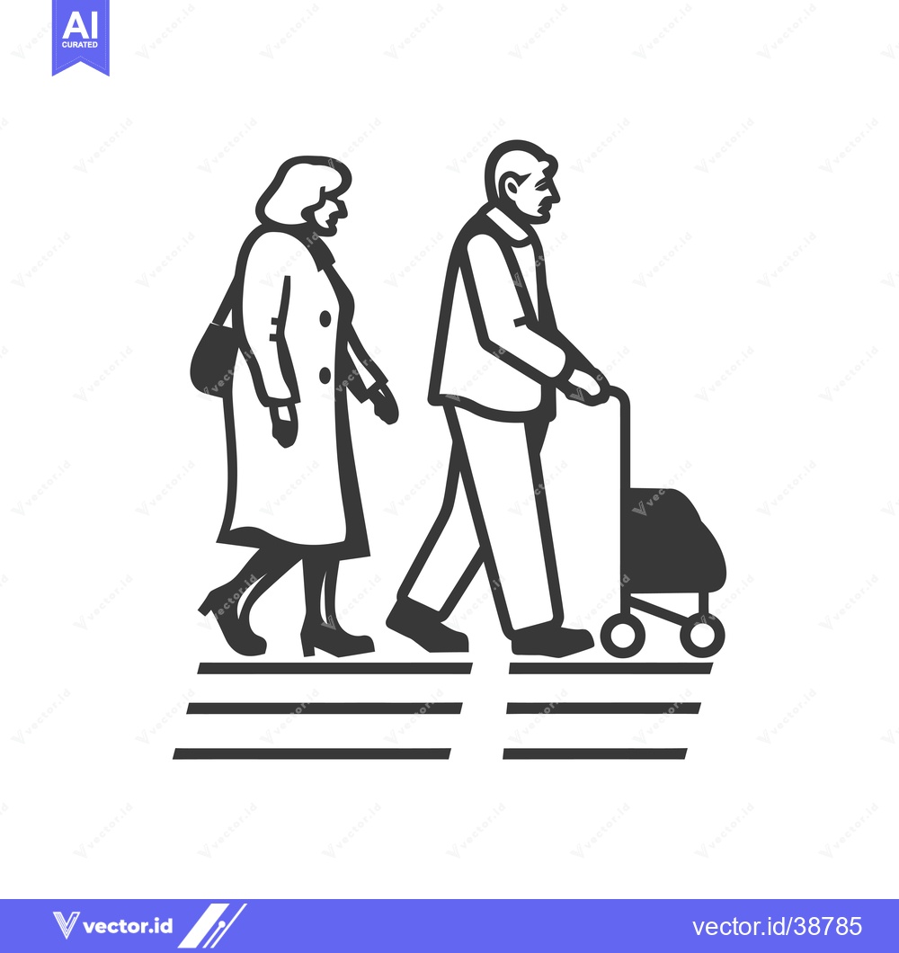 Premium Vector dari Elderly Couple Walking, Man Using a Walker