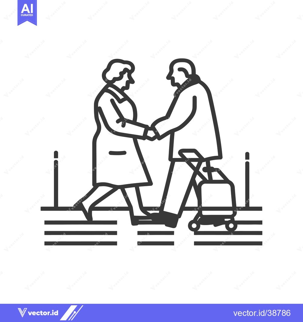 Premium Vector of Elderly Couple Walking Together, One Using a Walker