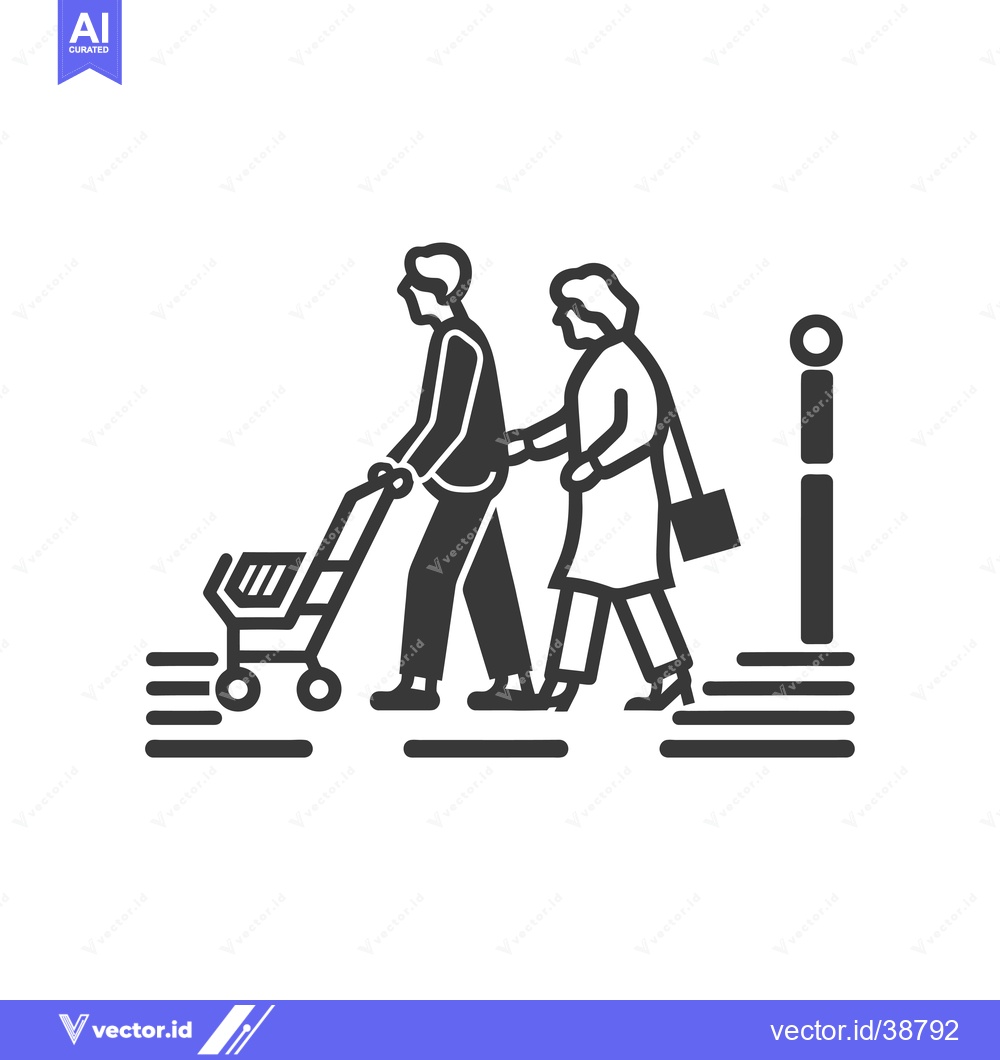 Premium Vector dari Elderly Couple Walking with Shopping Cart