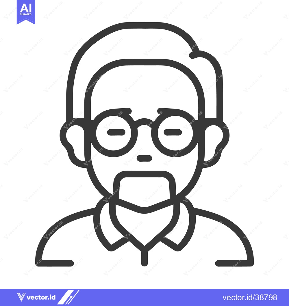 Premium Vector dari Line drawing depiction of a person wearing glasses and a beard