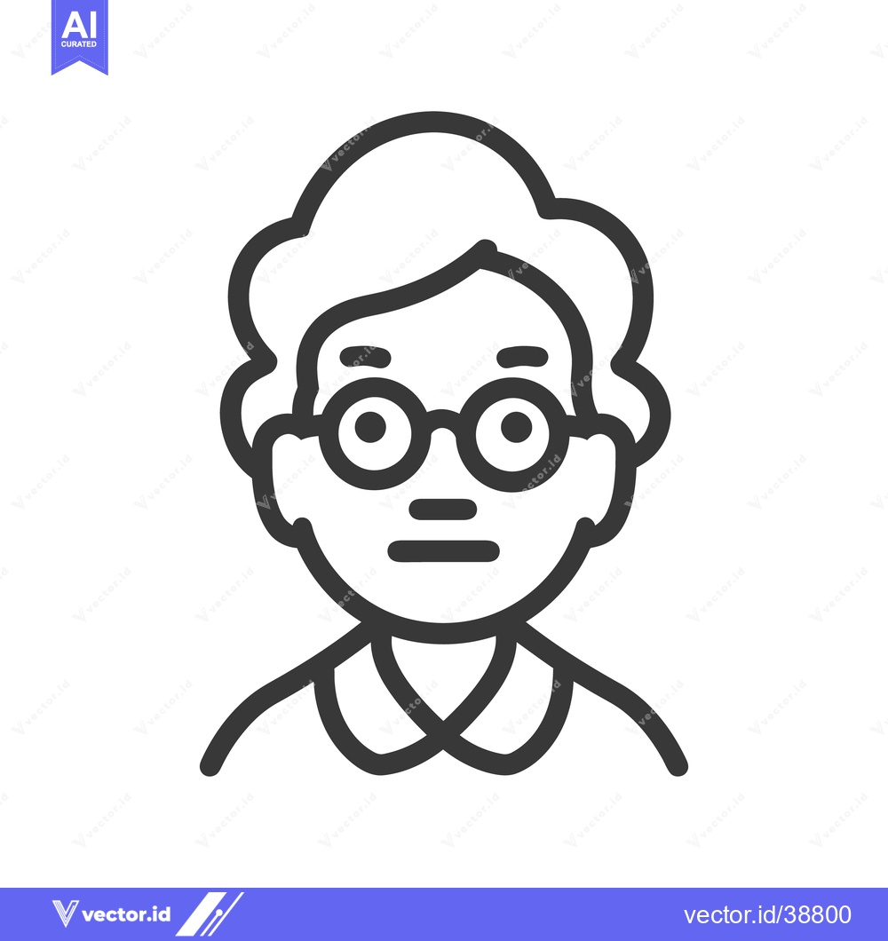 Premium Vector dari The outline portrait of a person wearing round eyeglasses is shown